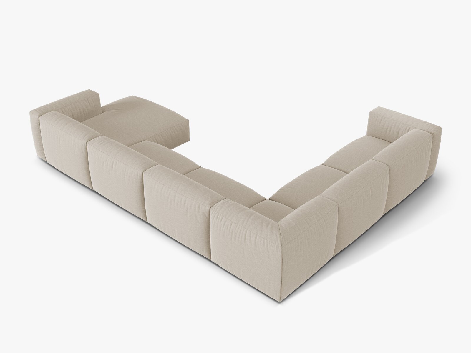 Micadoni modulares Ecksofa XL Martina 6-Sitzer Links Strukturierter Stoff Boston Helles Beige