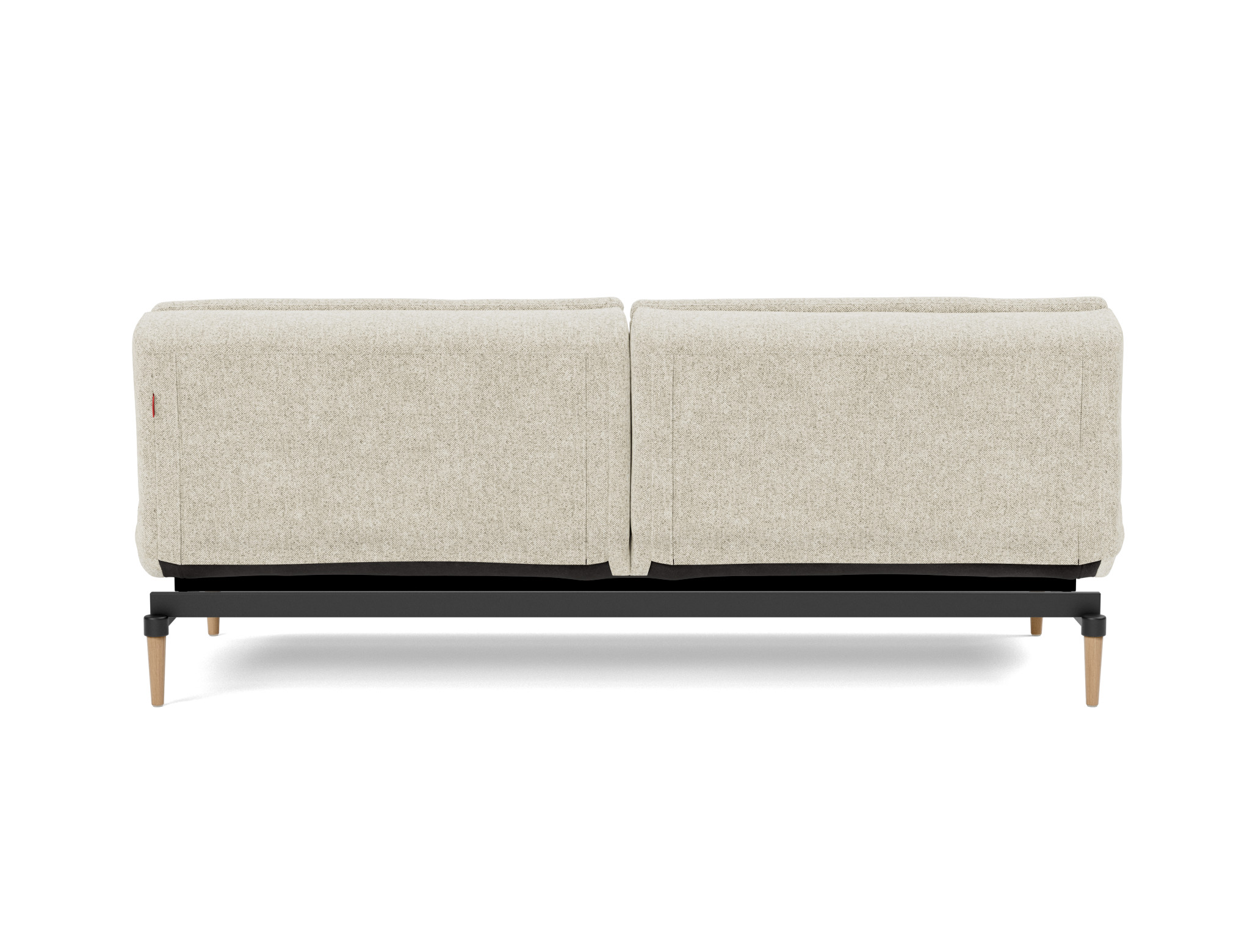Schlafsofa Dublexo Strukturierter Stoff Taura 357-Off-White Beine Styletto Eiche hell