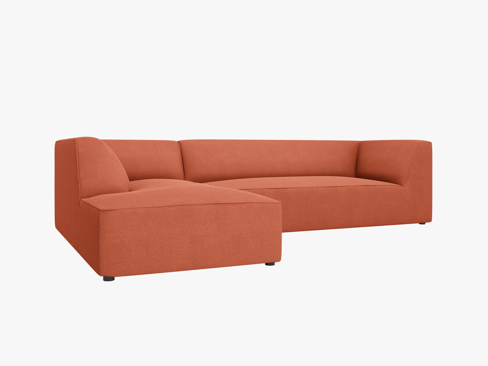Micadoni 4-Sitzer Modular Sofa Ruby Links Strukturierter Stoff Koralle