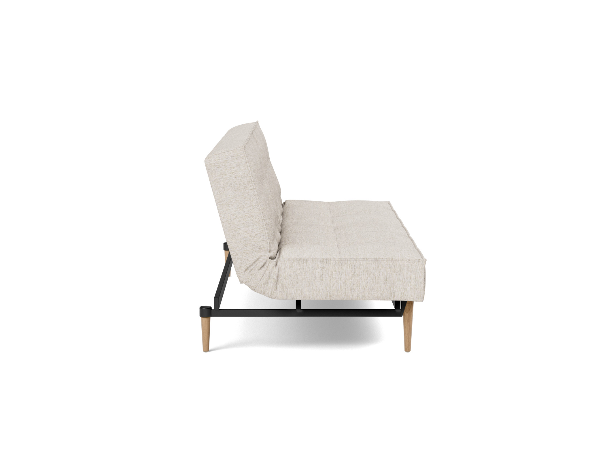 Schlafsofa Splitback Chenille Yuveno 470-Natural Beine Styletto Eiche hell