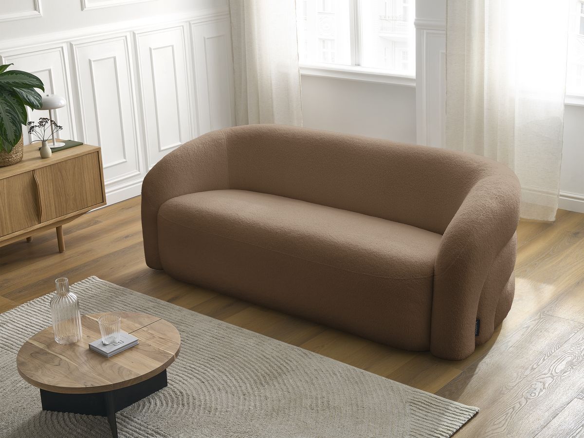 Bobochic Elina Sofa 3-Sitzer Bouclé-Stoff Braun