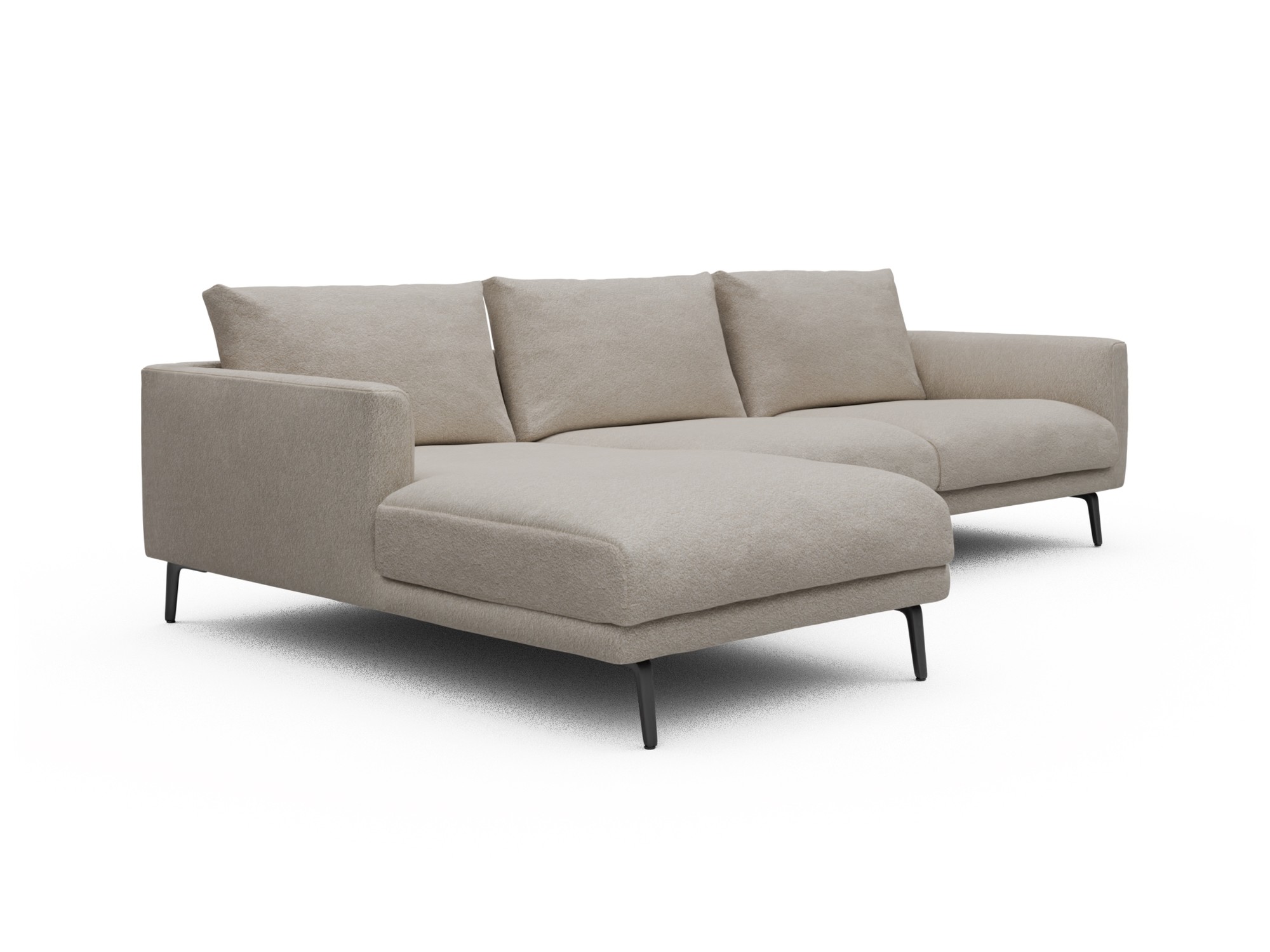 Skandi Home Ecksofa Karl Chaiselongue links mit 2,5-Sitzer Aivi-Lace-Beige moebelfaktor