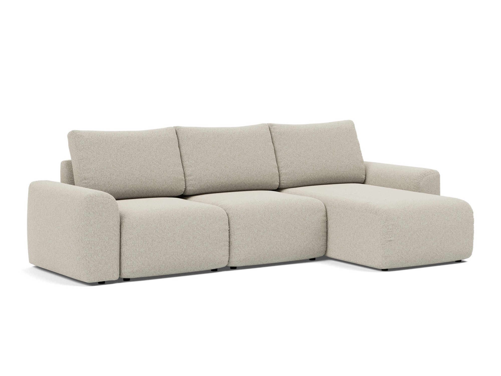 Schlafsofa Norum mit Chaiselongue und Chunky-Armlehnen Boucle Skandi 539-Beige