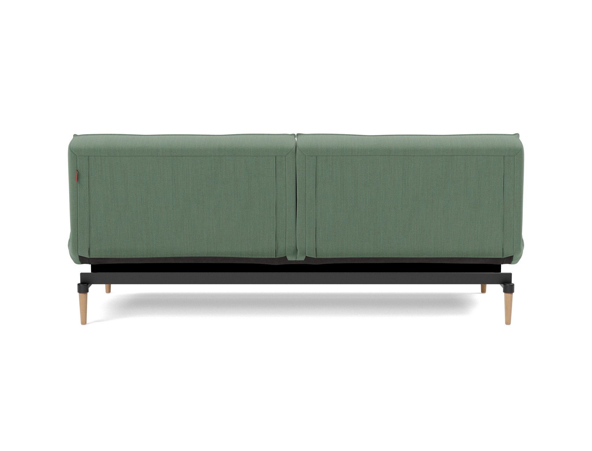 Schlafsofa Splitback Flachgewebe Elegance 518-Green Beine Styletto Eiche hell