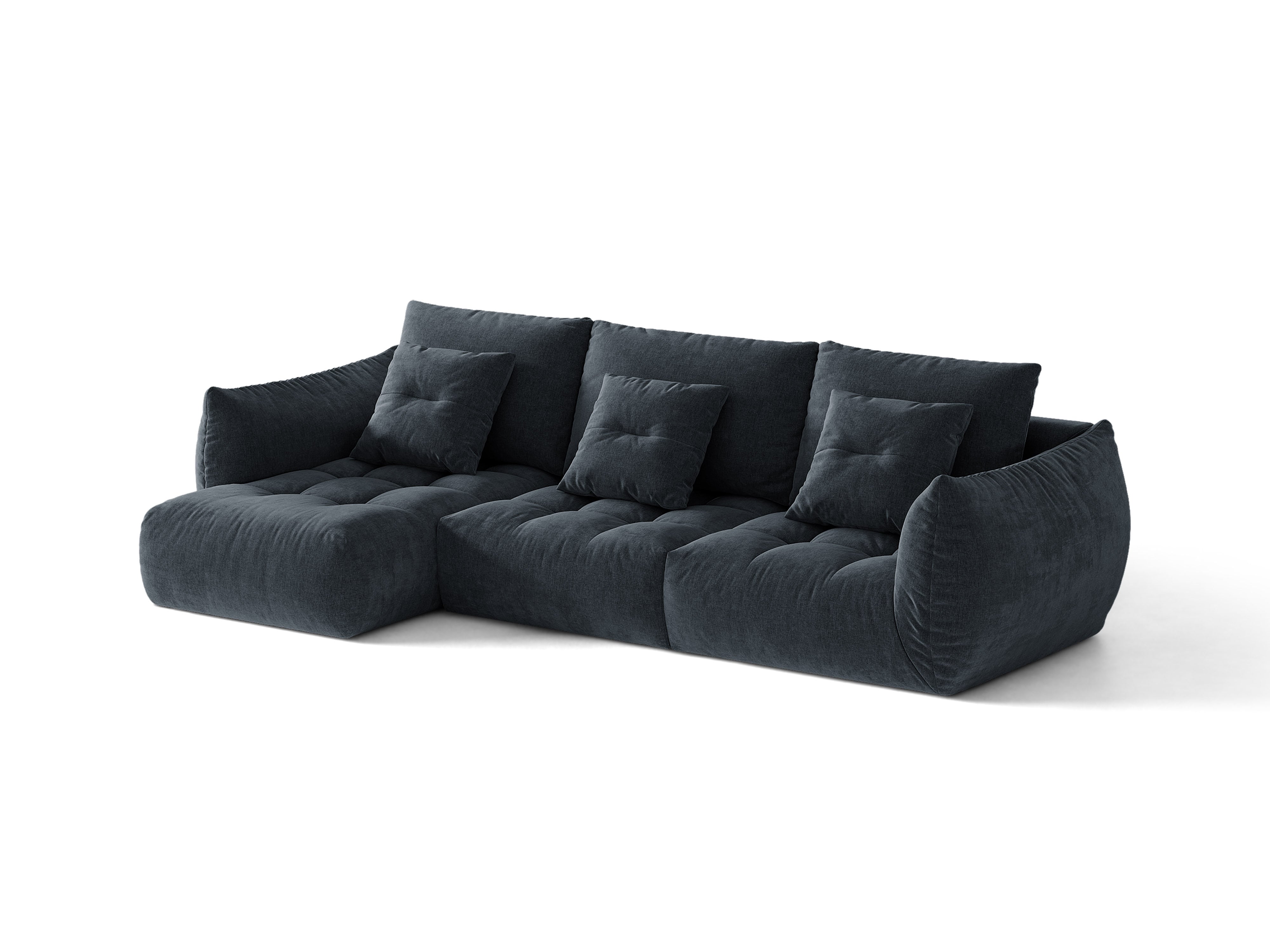Micadoni Bloom Ecksofa 6-Sitzer Links Strukturierter Stoff Wind Marineblau