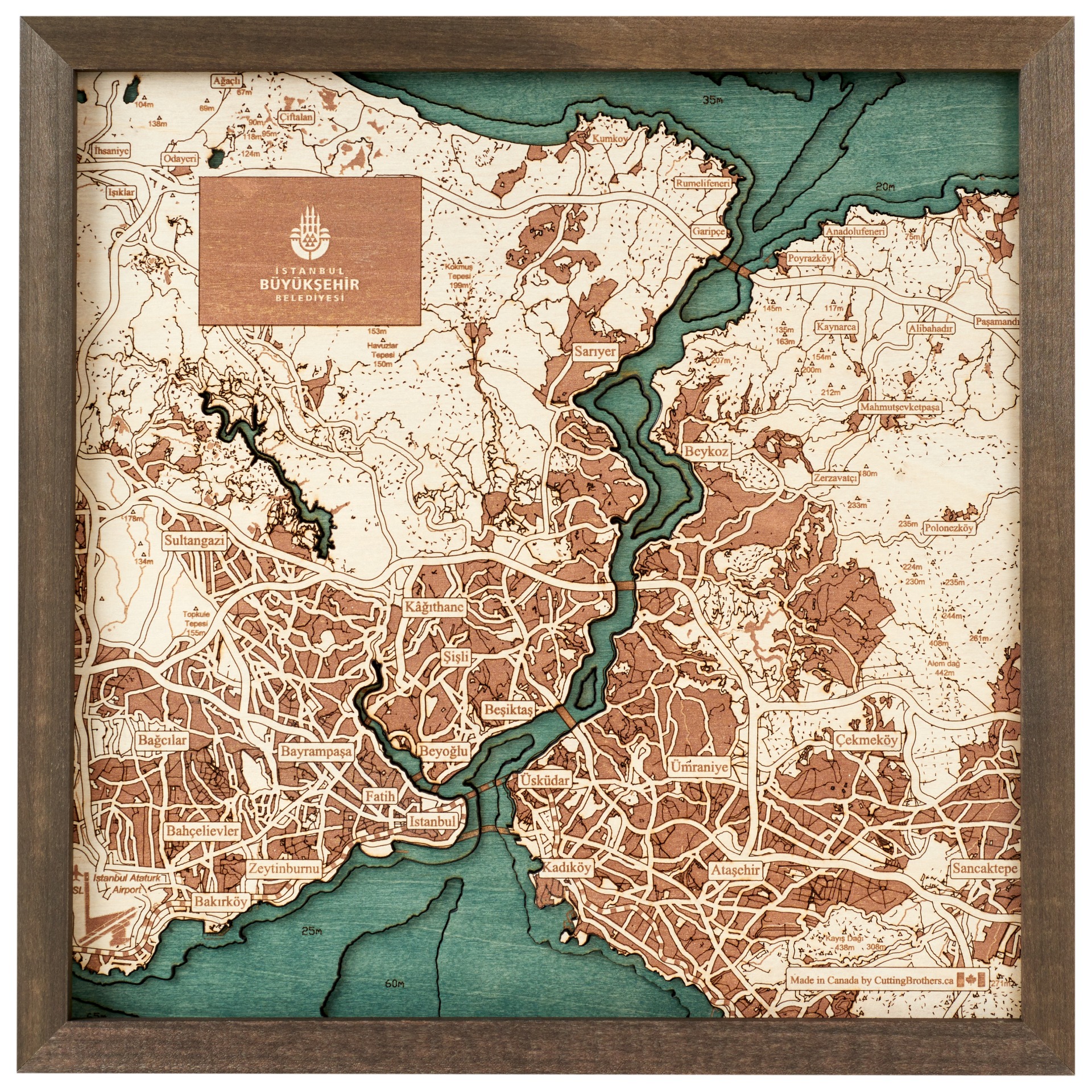 Cutting Brothers 3D Holz-Wandkarte Istanbul 35 x 35 moebelfaktor