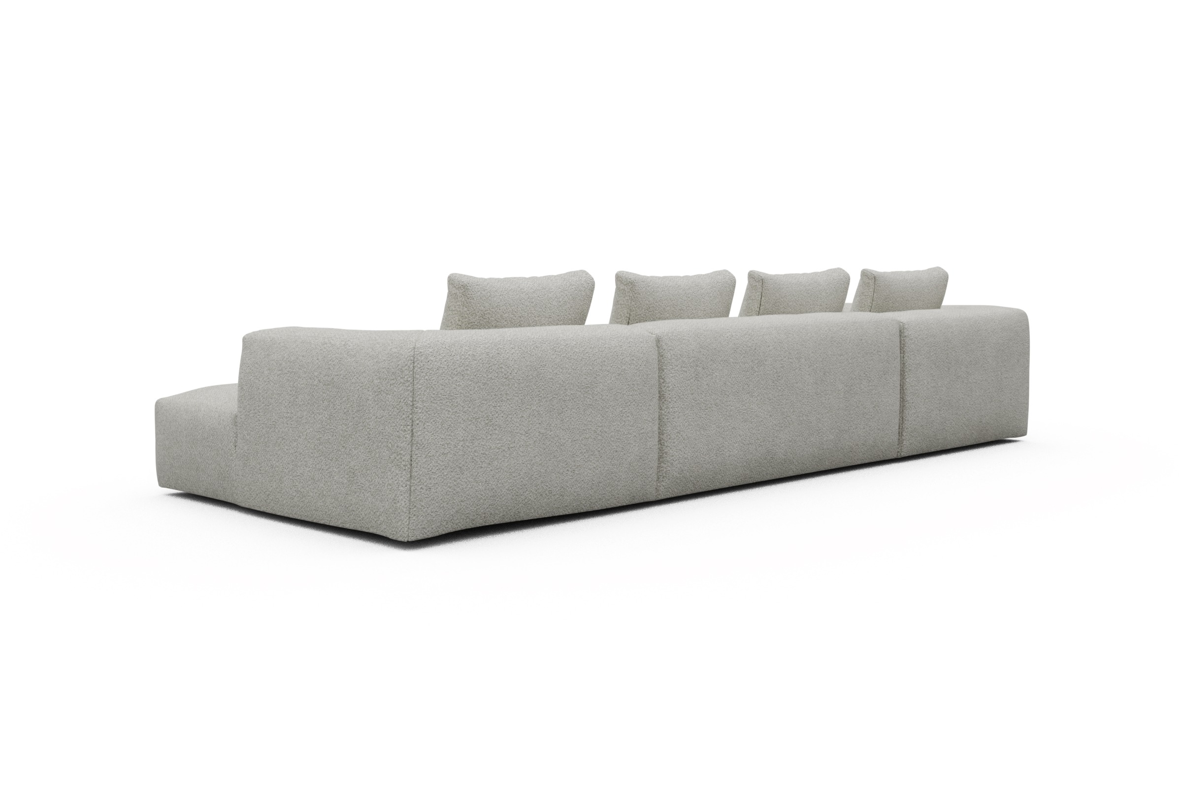 Wohnlandschaft Fred Relax-Ecke links mit 2-Sitzer und Chaiselongue rechts Vanora-Warm-Sand