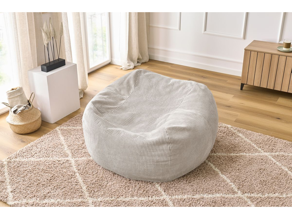 Bobochic Voltaire Pouf 120 × 70 cm Cordsamt Beige