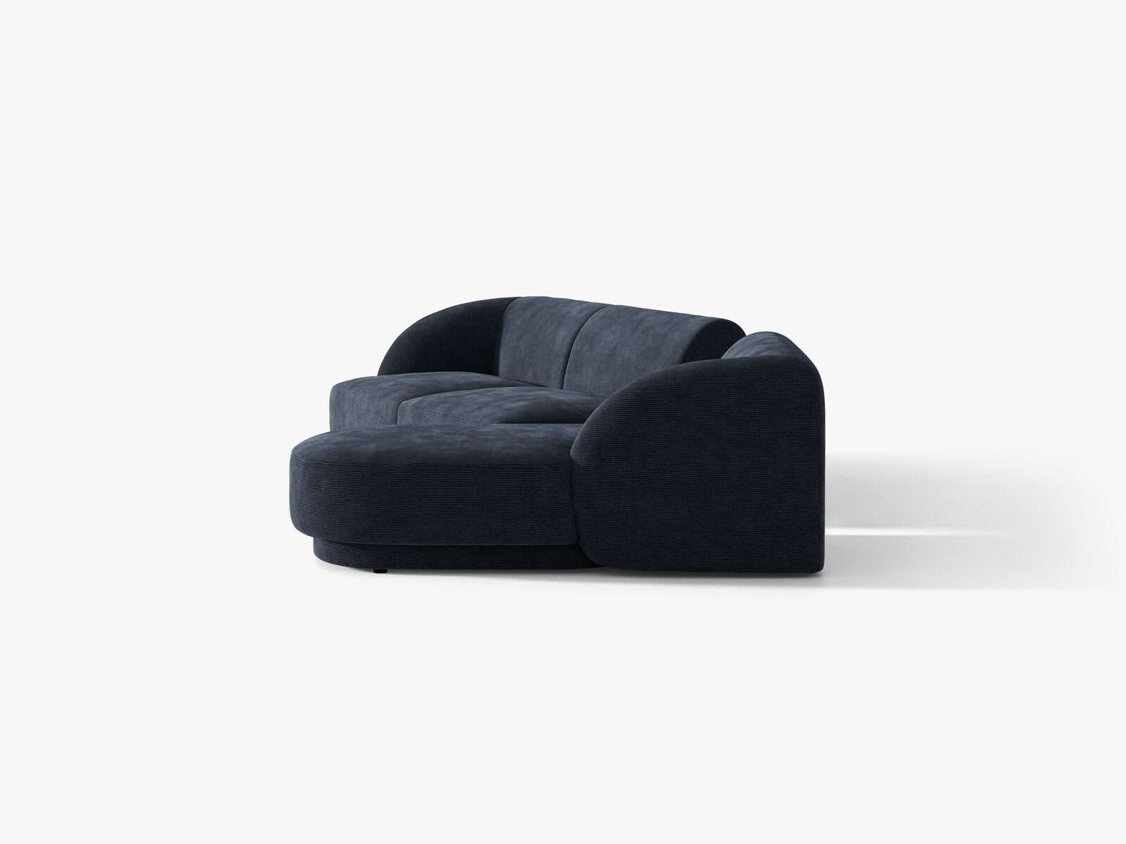 Micadoni Modulares Sofa Miley mit Recamiere 3-Sitzer Rechts Chenille Eden Marineblau