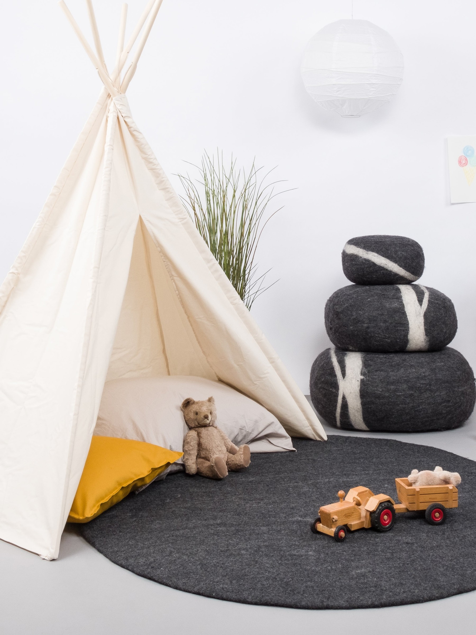 myfelt Hugo Filzteppich Anthrazit meliert rund Ø 50 cm