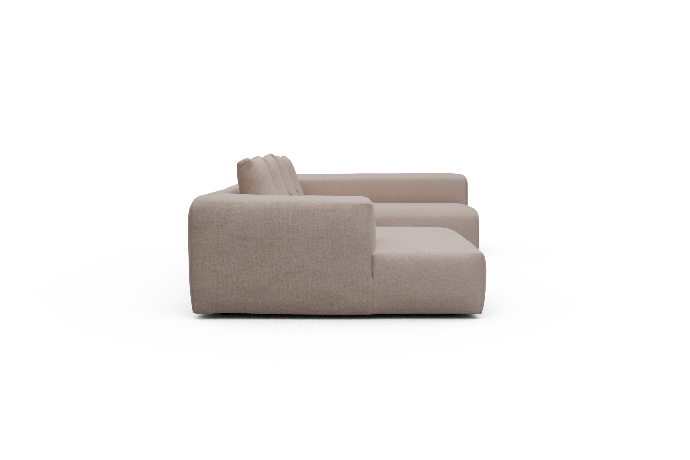 Wohnlandschaft Fred Chaiselongue links mit 2-Sitzer und lange Armlehne rechts Weda-Sand
