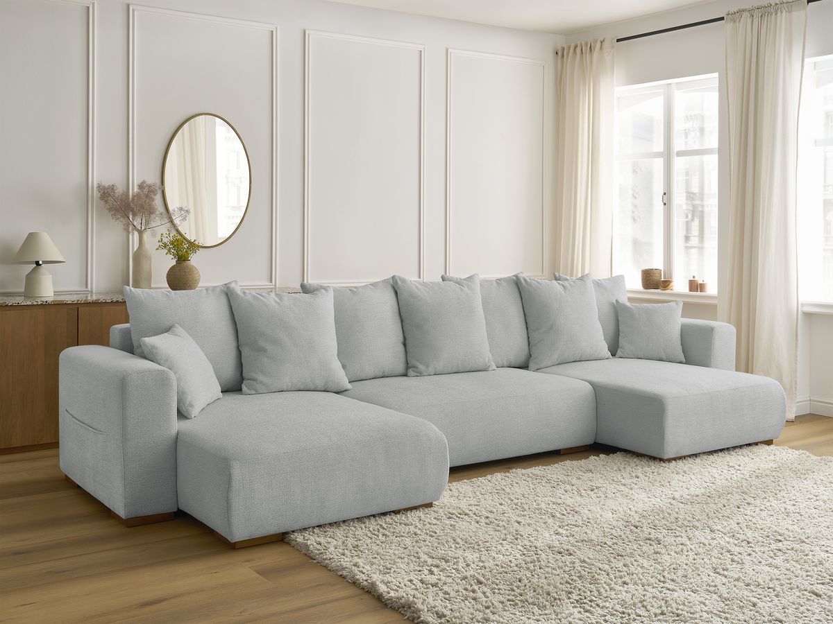 Bobochic Sidonie Wohnlandschaft Melange-Stoff Hellgrau