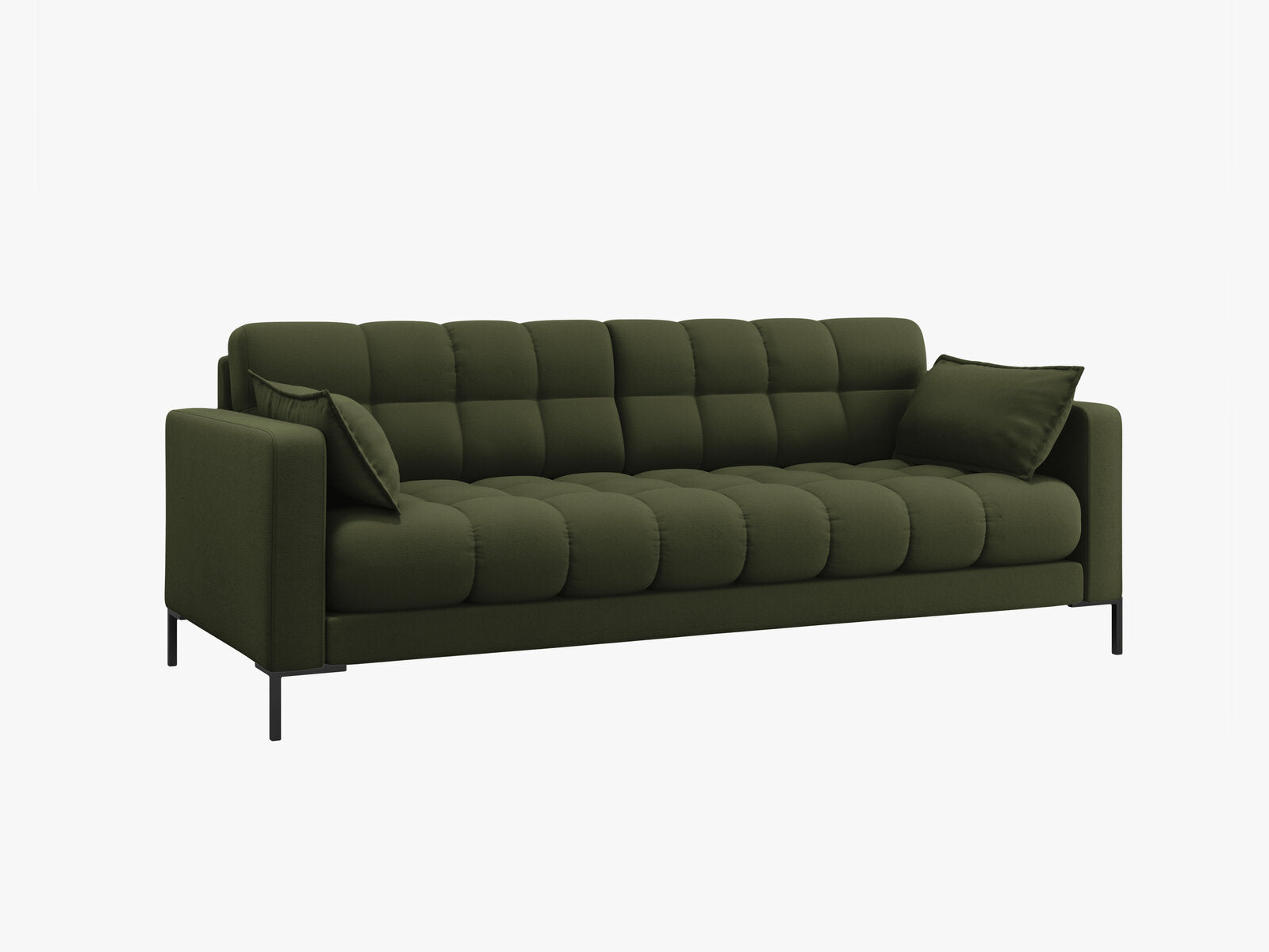 Micadoni Sofa Mamaia 3-Sitzer Strukturierter Stoff Neve Grün schwarze Beine