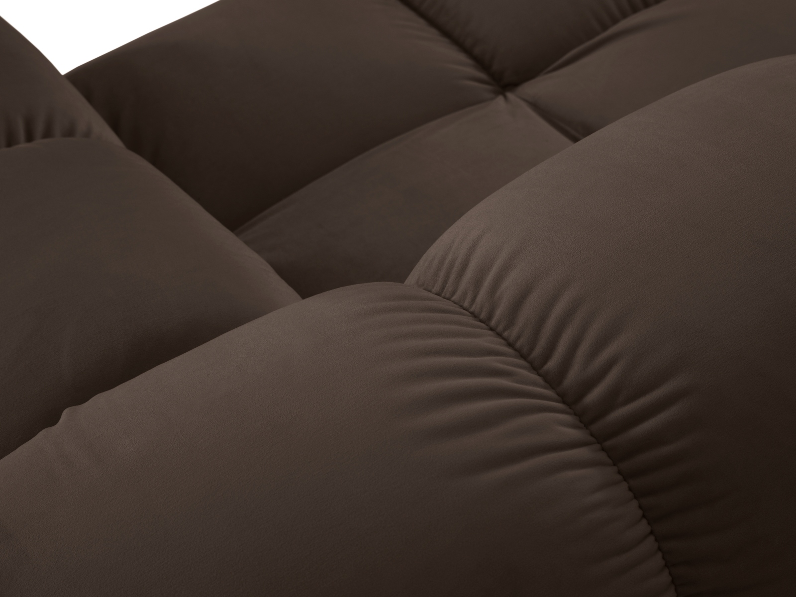 Micadoni Modulares Panorama Ecksofa Bellis 7-Sitzer Links Samt Bluvel Dunkelbraun