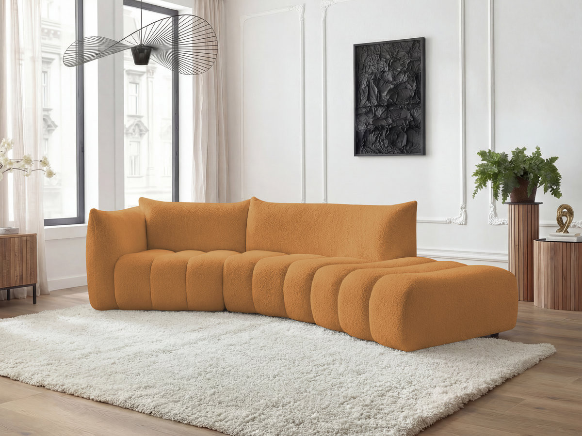 Bobochic Azra Ecksofa 325 × 112 cm Bouclé-Stoff Gelb Ecke links