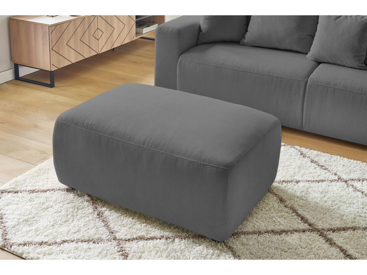 Bobochic Envy Schlafsofa 3-Sitzer mit Bettkasten und Pouf Cordsamt Dunkelgrau