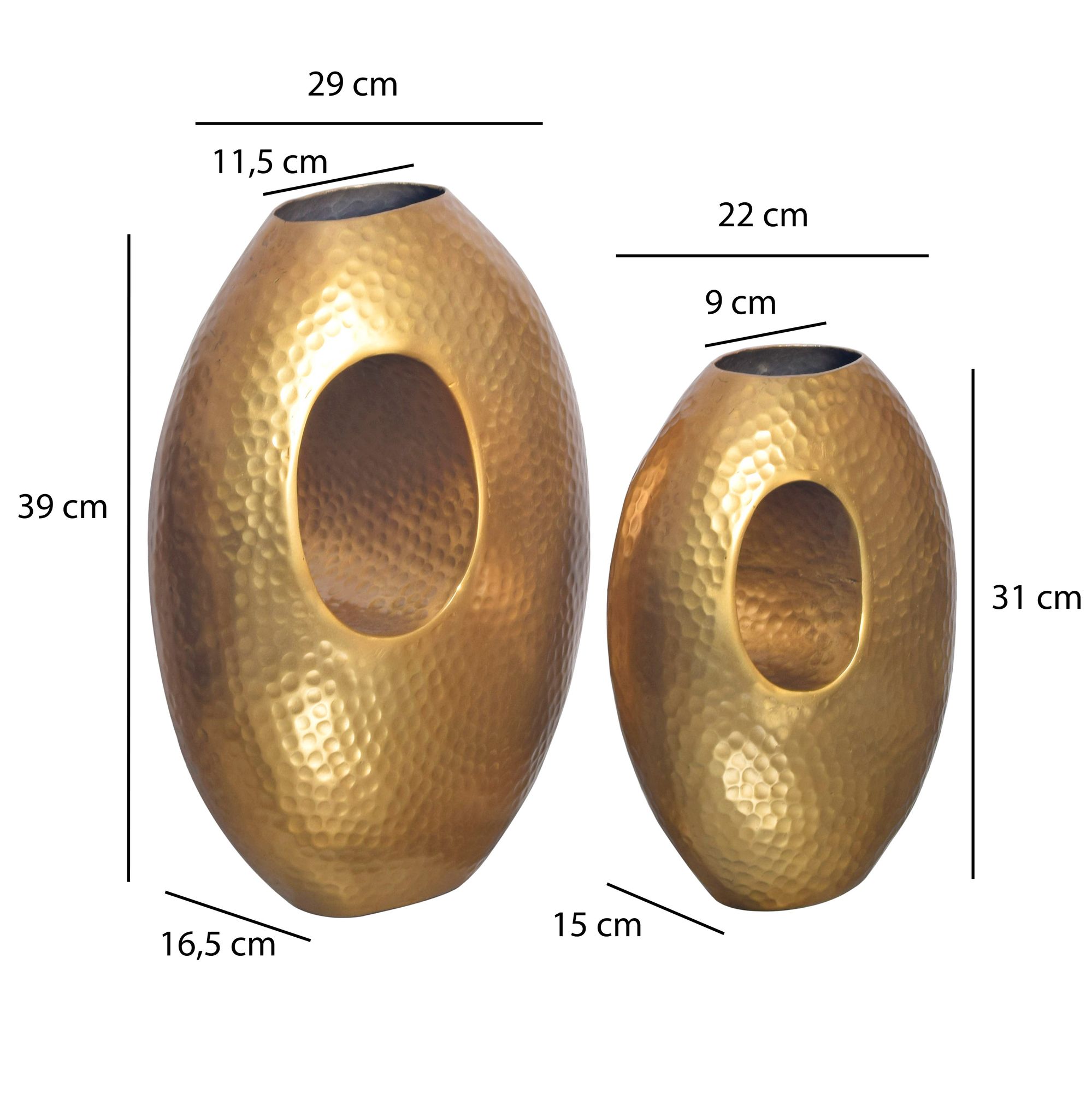 Tischvase Vikeland Aluminium Gold 29 × 17 × 39 cm