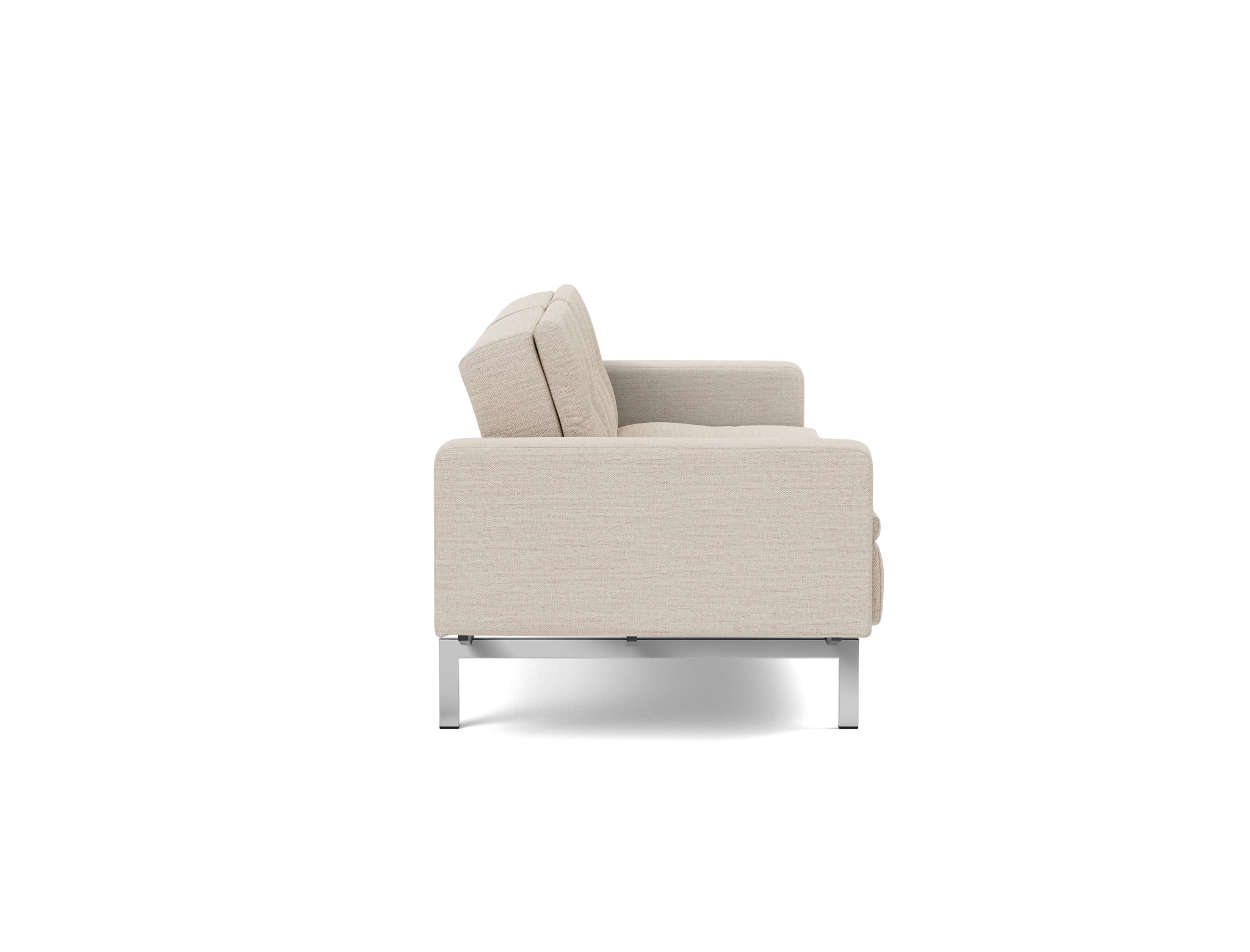 Schlafsofa Dublexo mit Armlehnen Webstoff Blida 612-Sand-Grey Beine Chrom