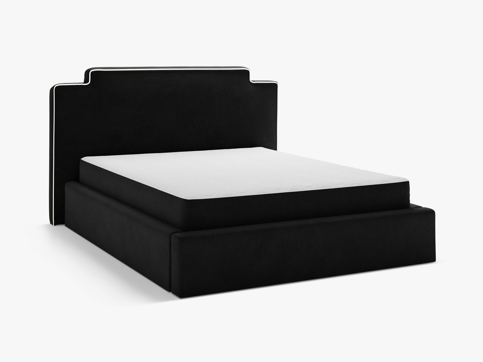 Micadoni Princess Samtbett mit Bettkasten und Kopfteil Samt Magic Velvet Elfenbein / Schwarz 140x200