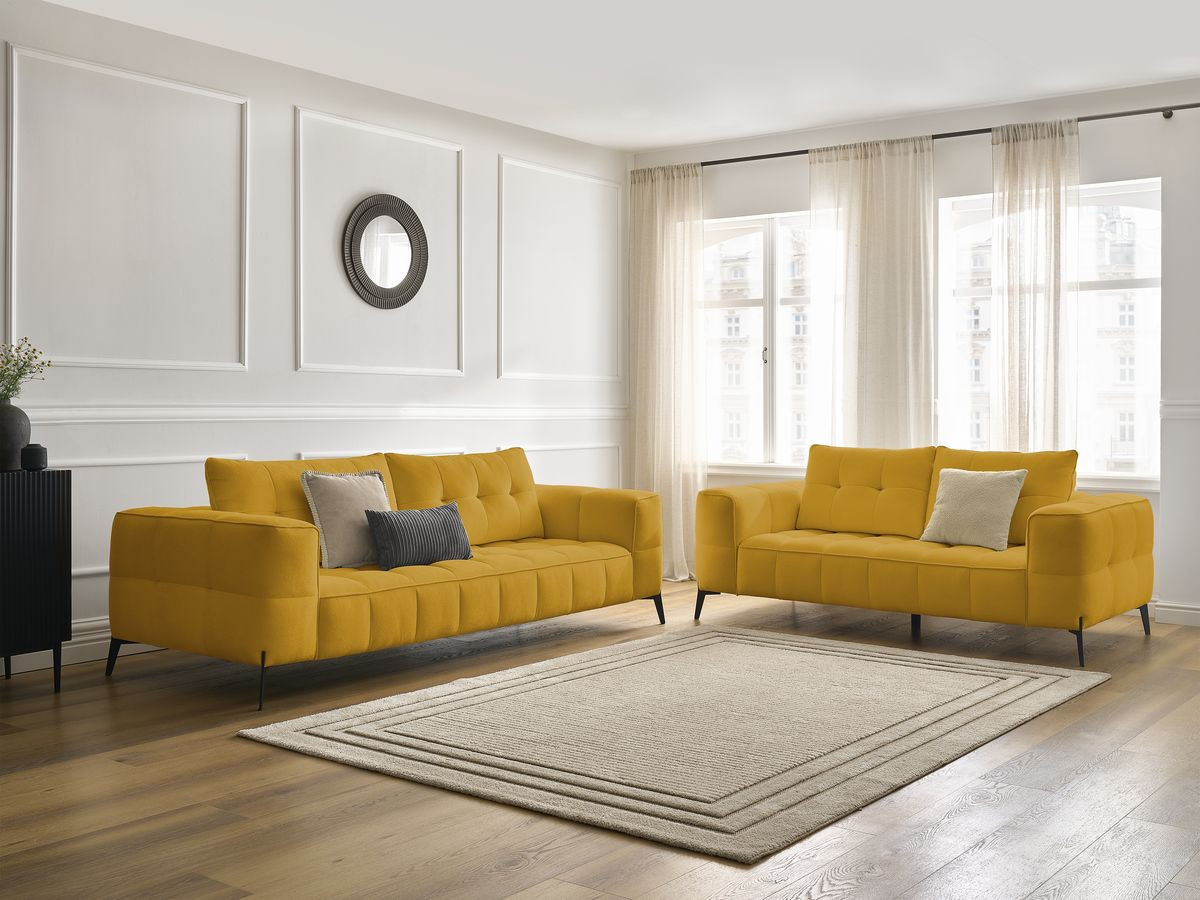 Bobochic Anis Sofa-Set 3- und 2-Sitzer Strukturstoff Gelb
