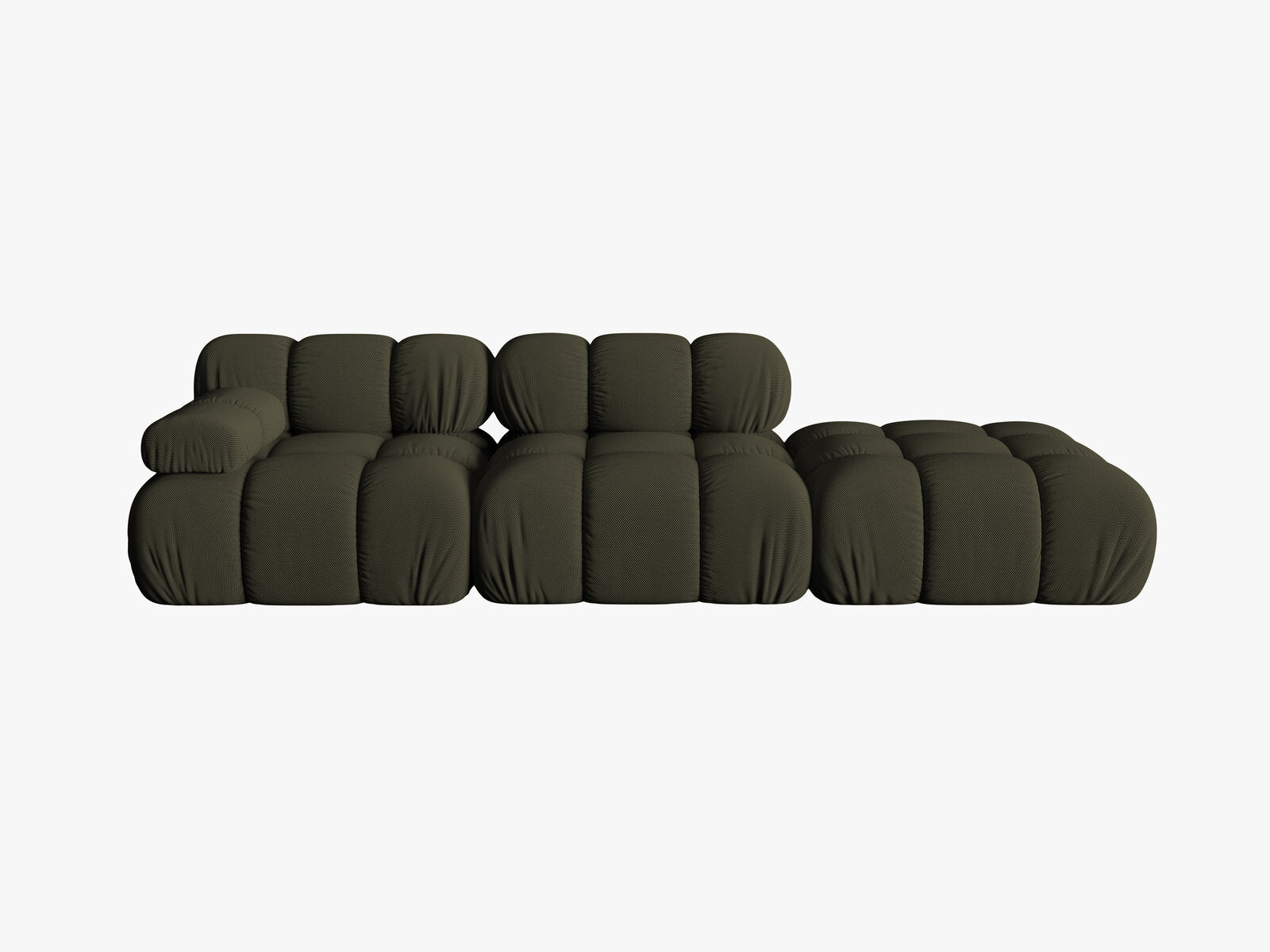 Micadoni Modulares Sofa Bellis 4-Sitzer Rechts 3D-Stoff Sonic Amazonas Grün