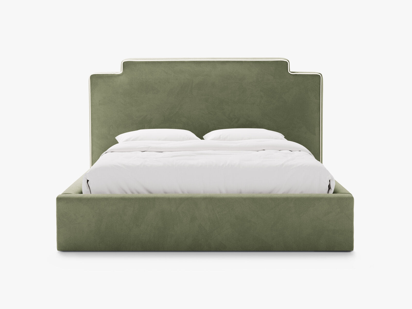 Micadoni Princess Samtbett mit Bettkasten und Kopfteil Samt Magic Velvet Elfenbein / Grün 140x200