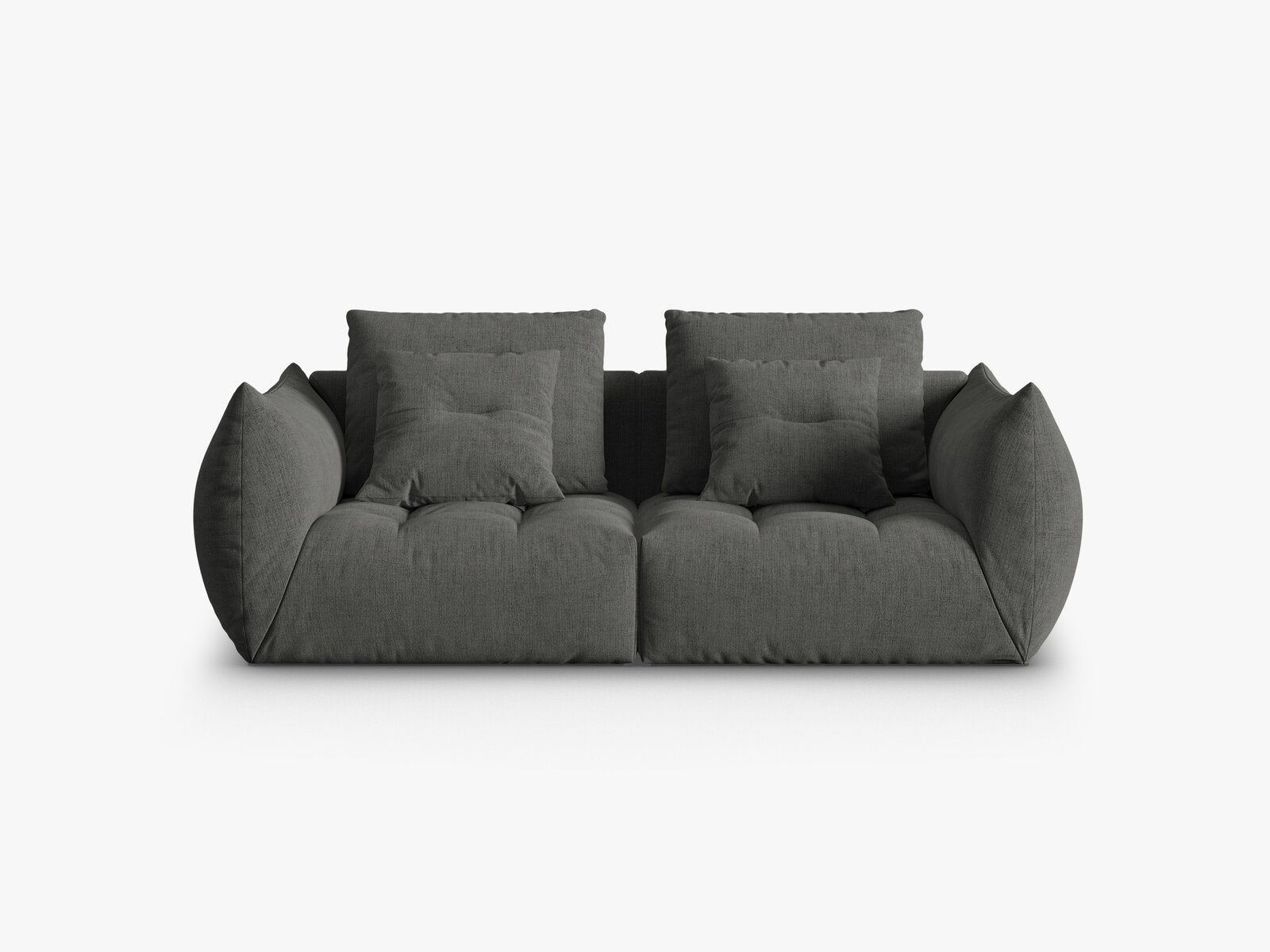 Micadoni Sofa Bloom 3-Sitzer Strukturierter Stoff Wind Dunkelgrau