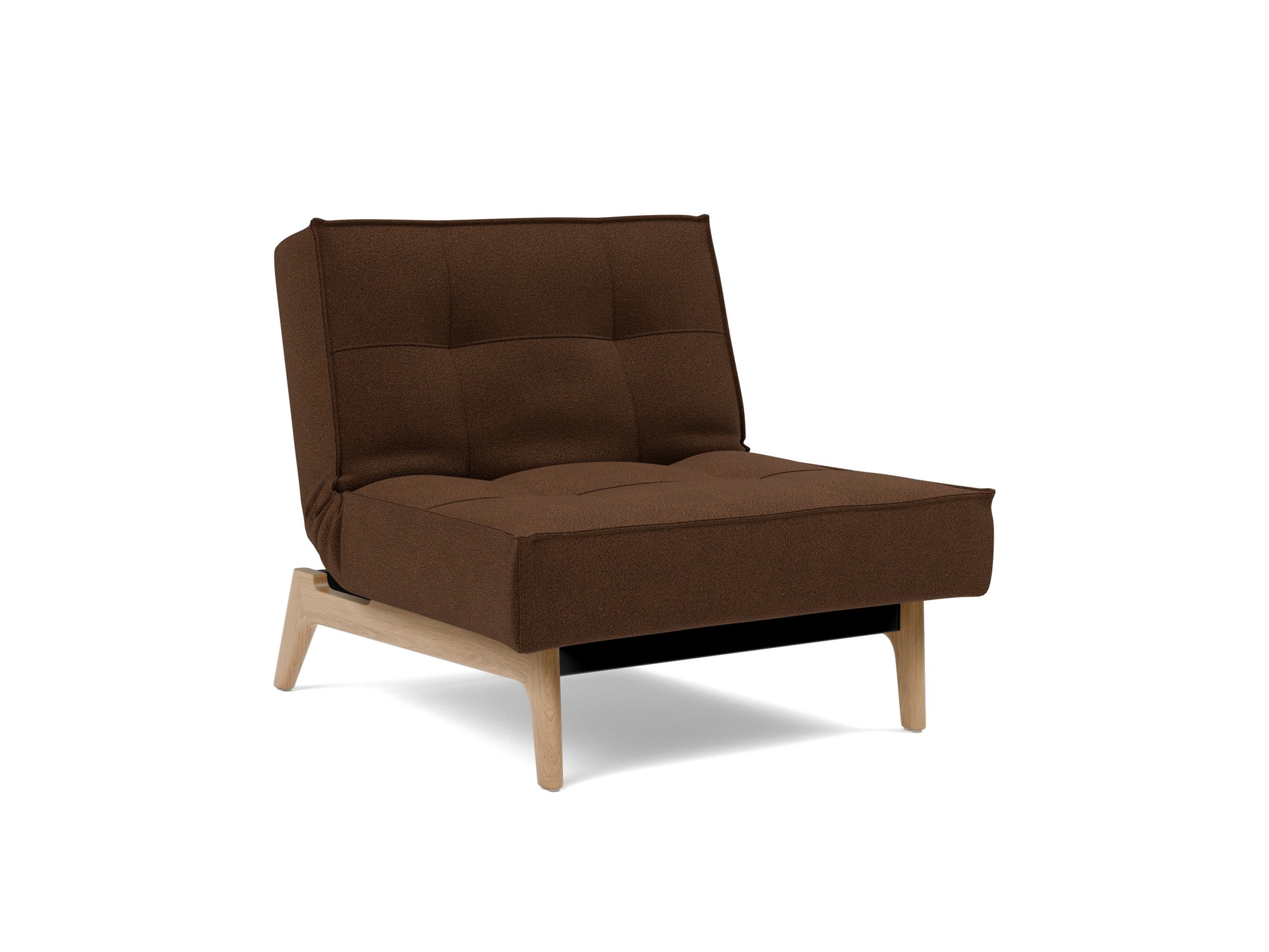Sessel Splitback Strukturierter Stoff Taura 359-Cappuccino Beine Eiche