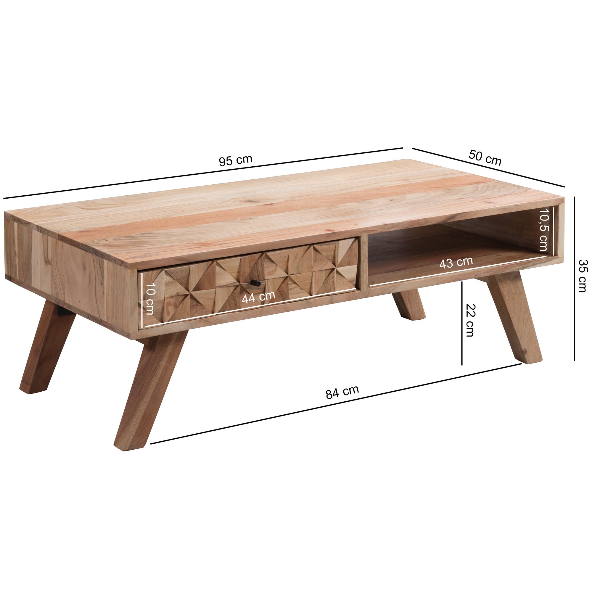 Couchtisch Nordfjord Akazie Massivholz 95 × 50 × 35 cm