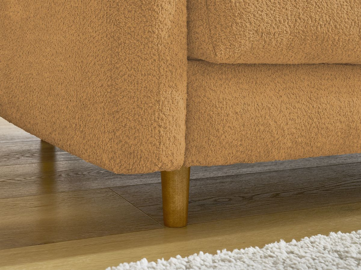 Bobochic Cocoone Schlafsofa 3-Sitzer Bouclé-Stoff Gelb, Liegefläche 140 × 200 cm