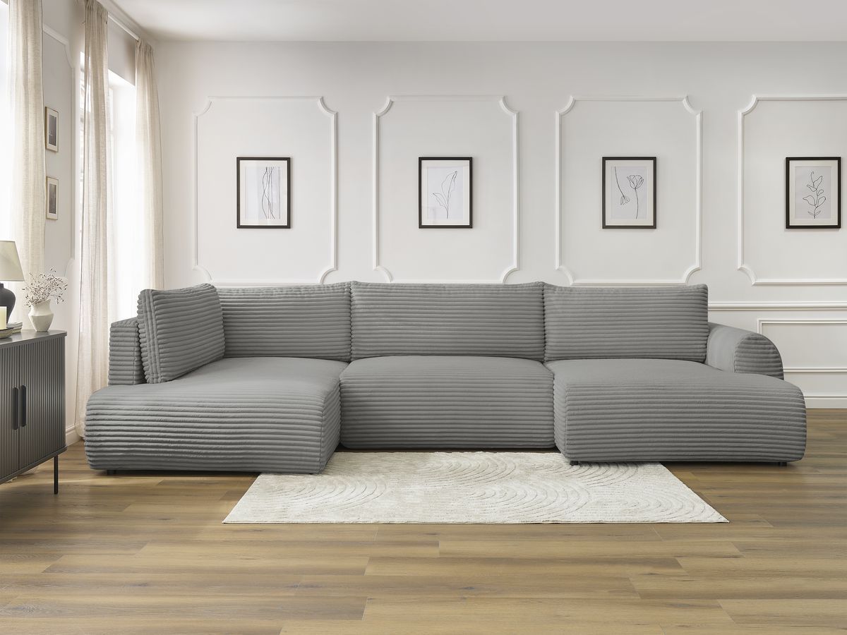 Bobochic Lucien Wohnlandschaft Breitcord weich Dunkelgrau Ecke rechts