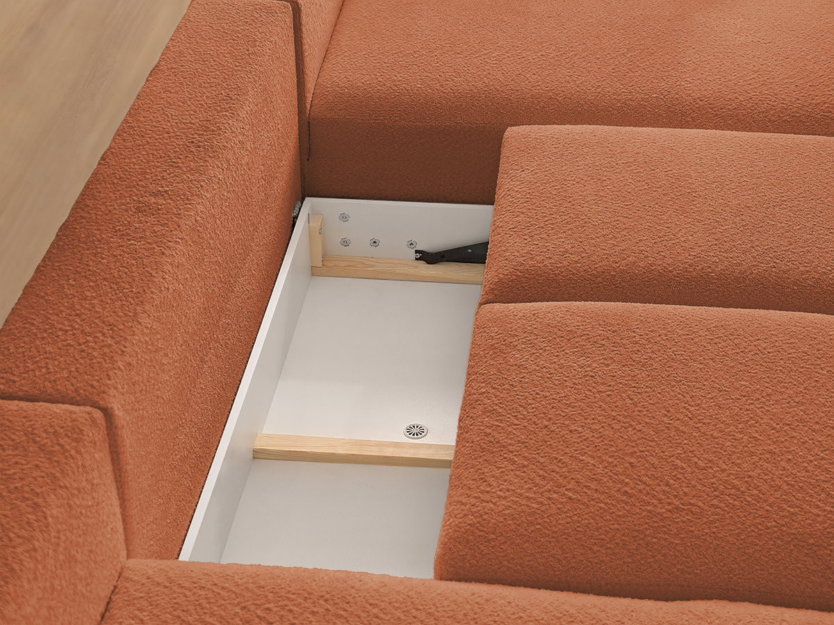 Bobochic Montaigne Wohnlandschaft Bouclé-Stoff Orange Ecke links
