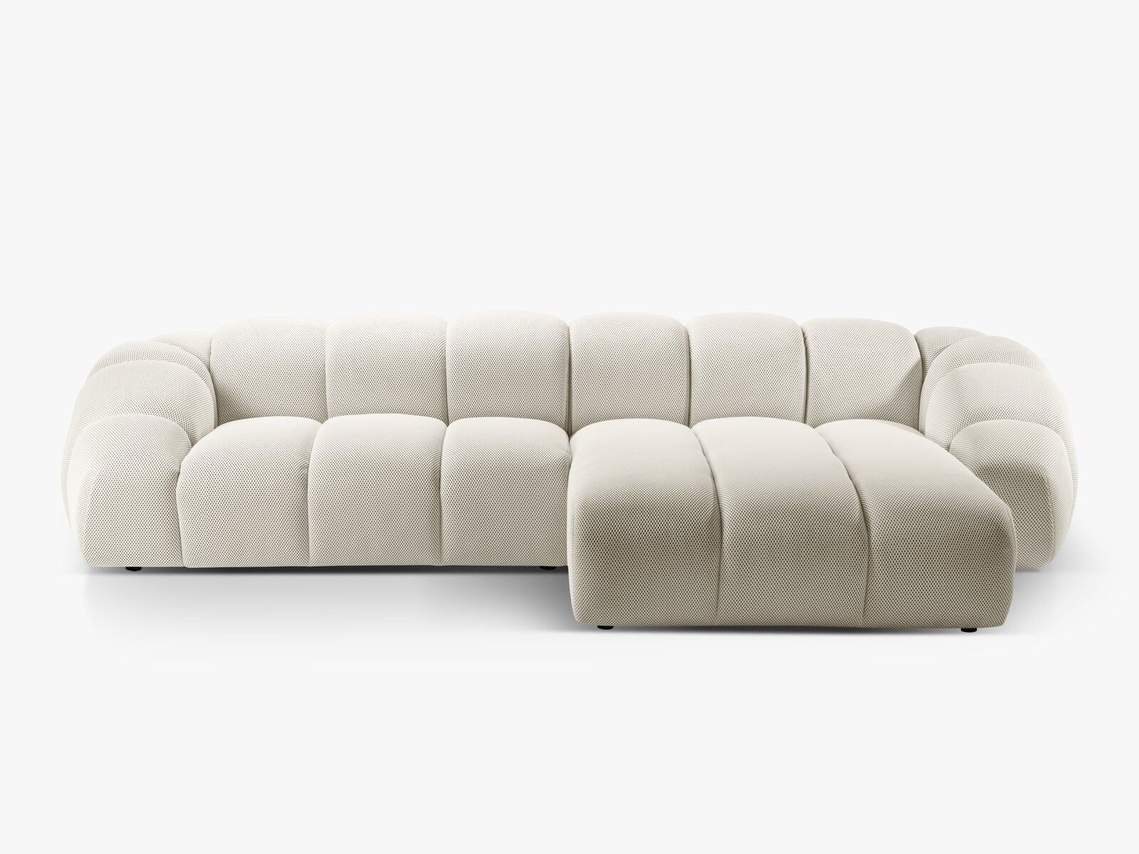 Micadoni Ecksofa Diana 4-Sitzer Rechts 3D-Stoff Helles Beige