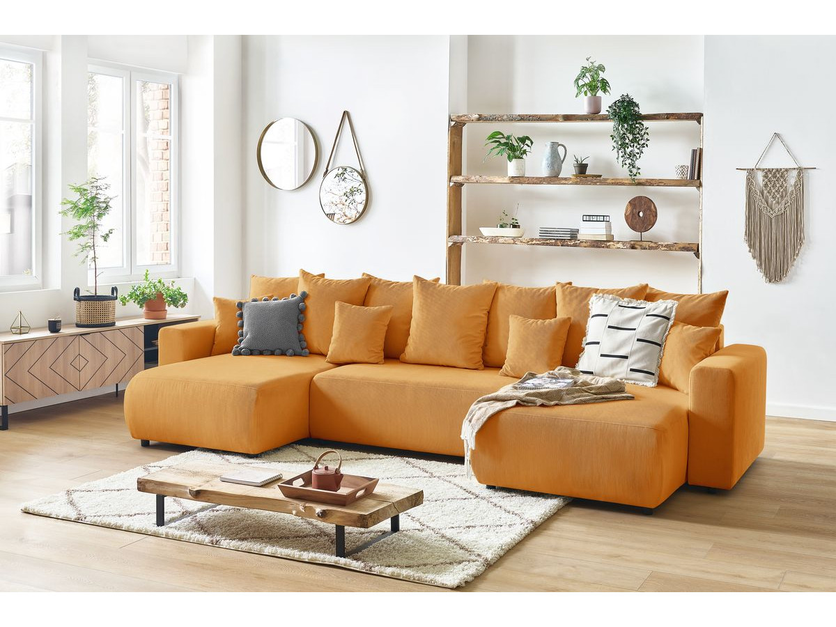 Bobochic Envy Wohnlandschaft mit Pouf Cordsamt Gelb