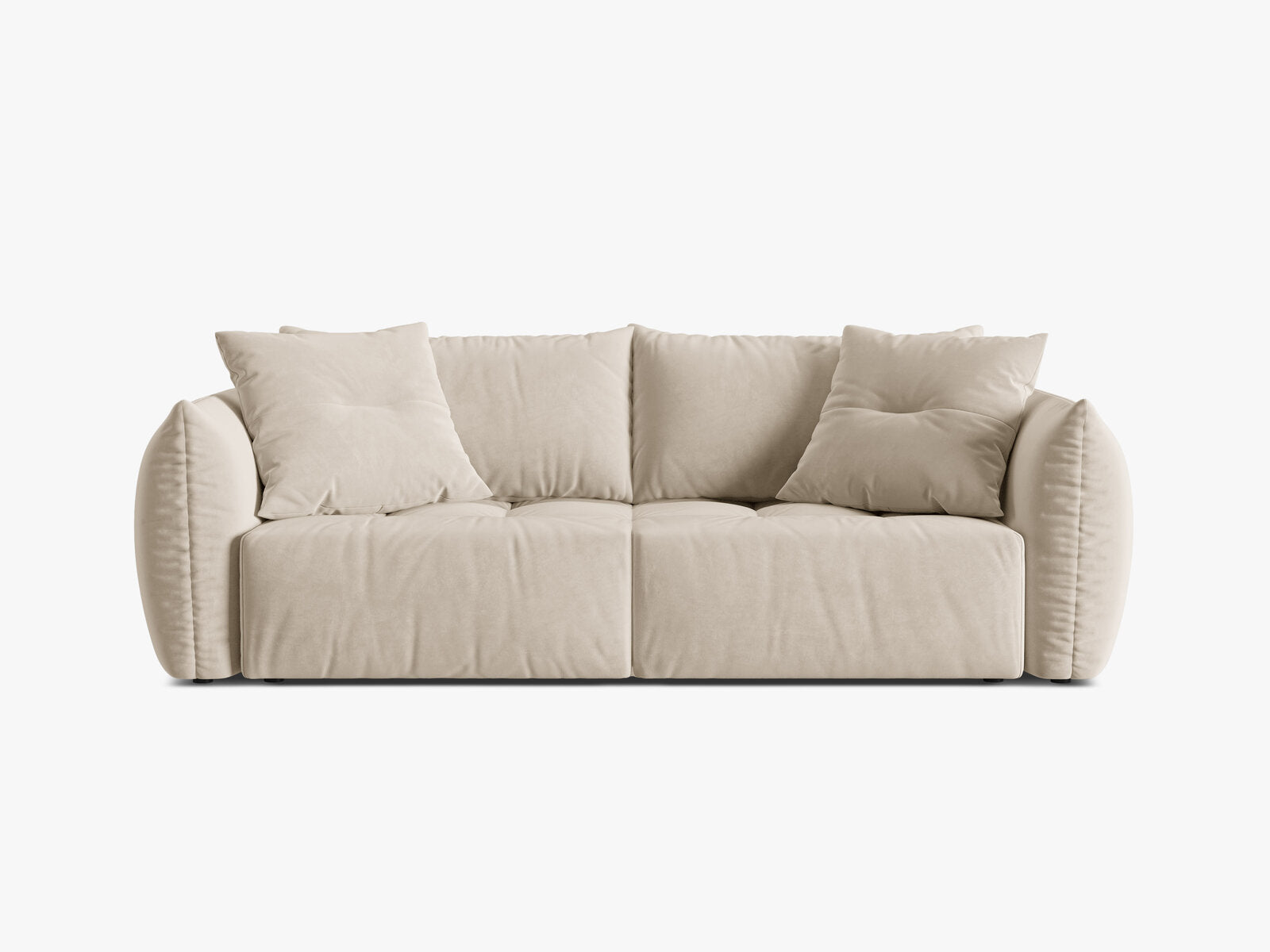 Micadoni Bloom Schlafsofa 3-Sitzer mit Bettkasten Samt Casino Helles Beige