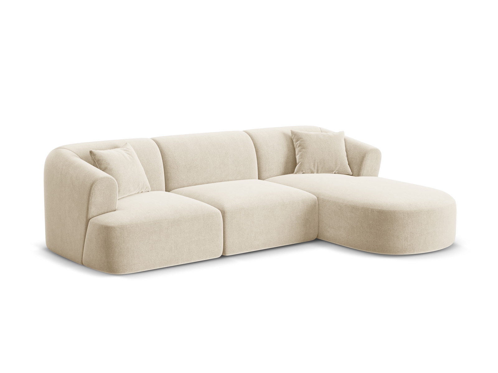 Cosmopolitan Design Ecksofa Campi 4-Sitzer Samt Vogue Helles Beige Rechts