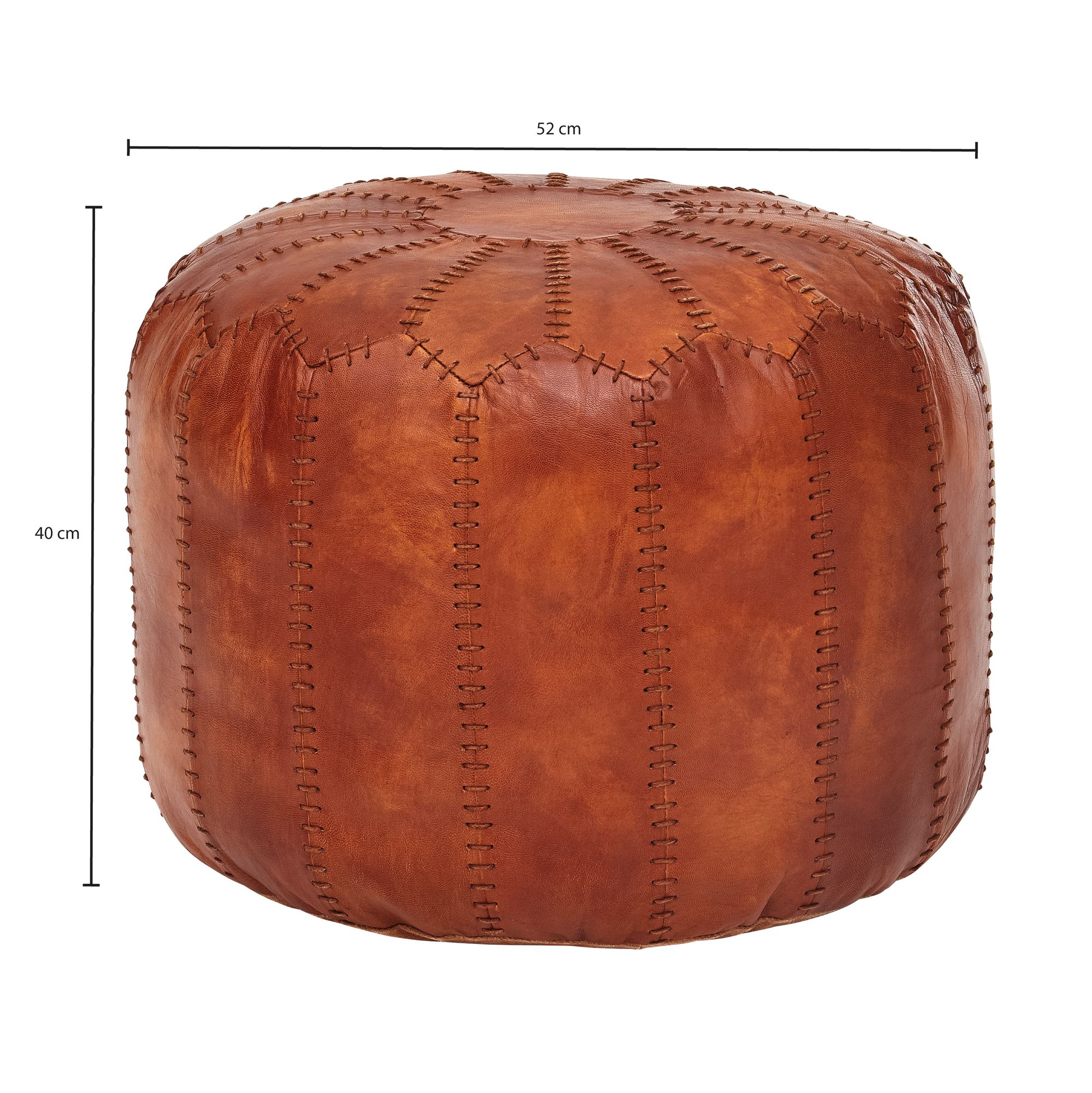 Sitzhocker Thyholm Echtleder Braun Ø 52 cm