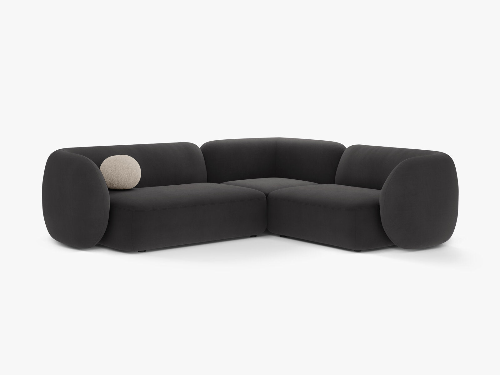 Micadoni Ecksofa Kate 4-Sitzer Rechts Samt Dunkelgrau