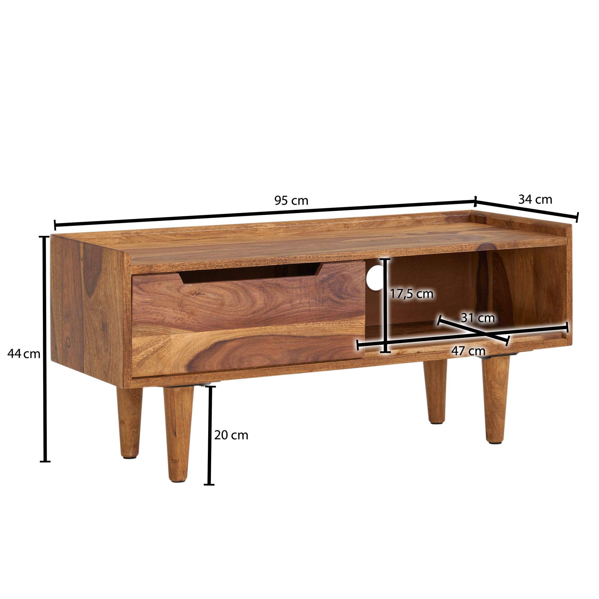 TV-Board Degerfors Massivholz Dunkelbraun 95 × 34 × 44 cm