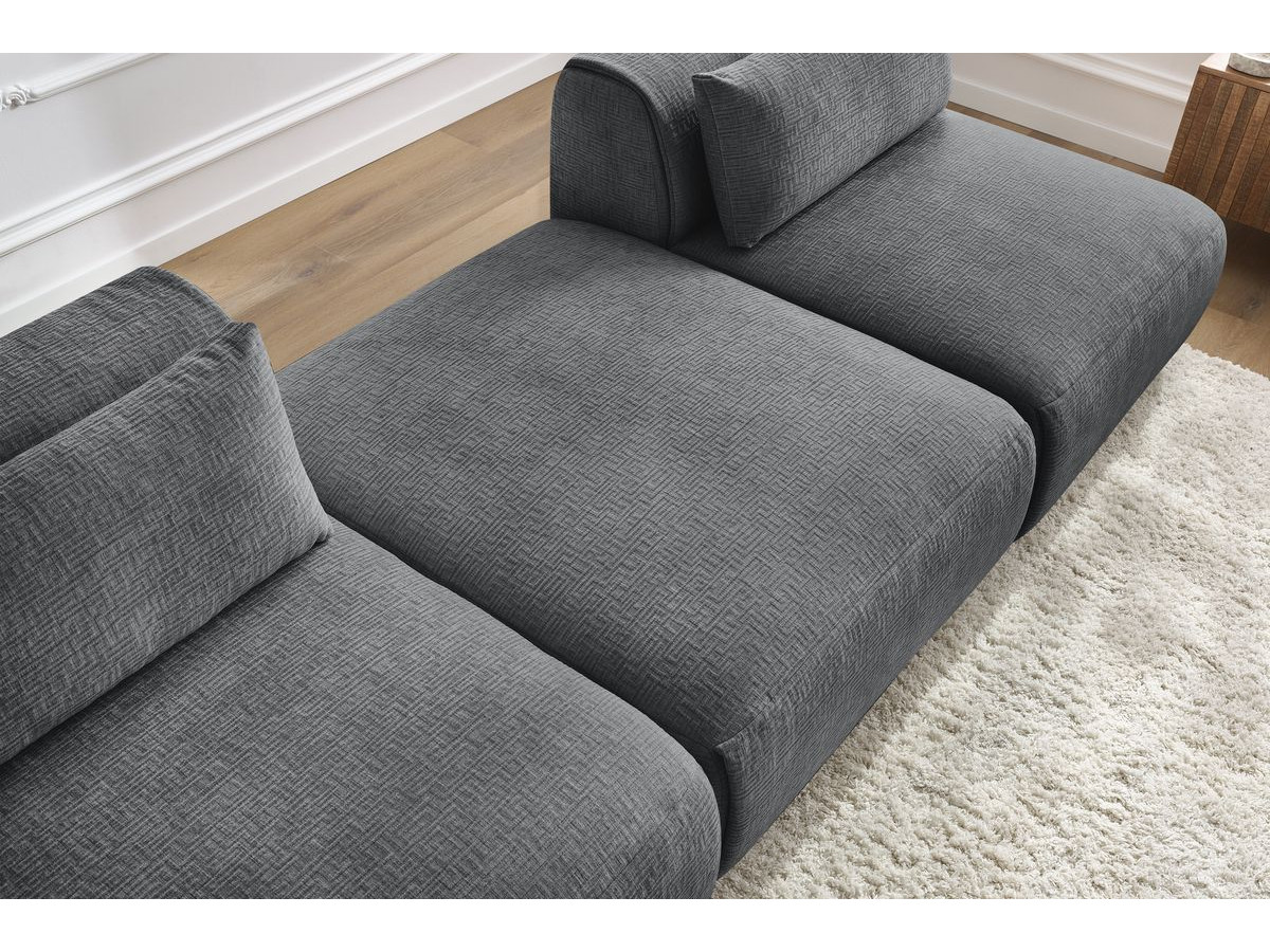 Bobochic Jeanne Sofa 3-Sitzer Strukturstoff Dunkelgrau