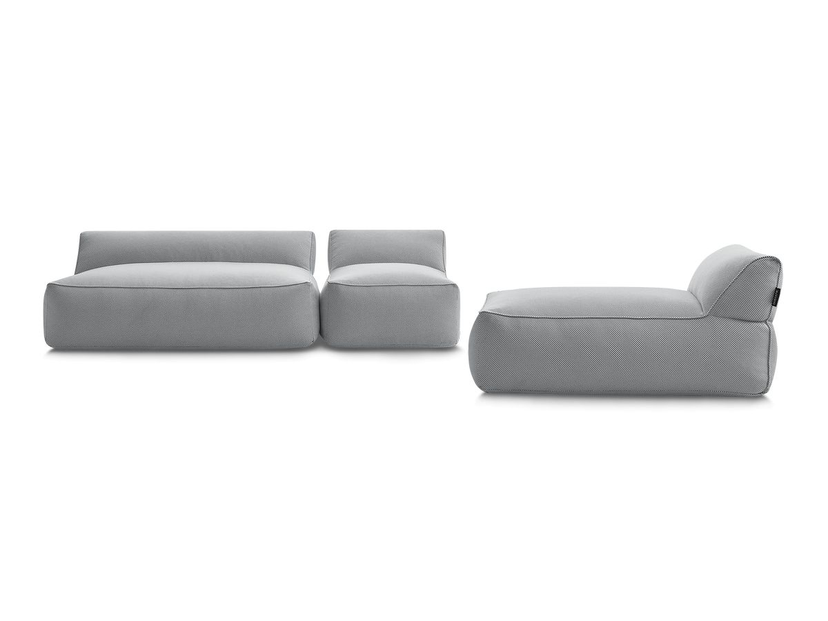 Bobochic Riviera Gartensofa 4-Sitzer Melange-Stoff Hellgrau