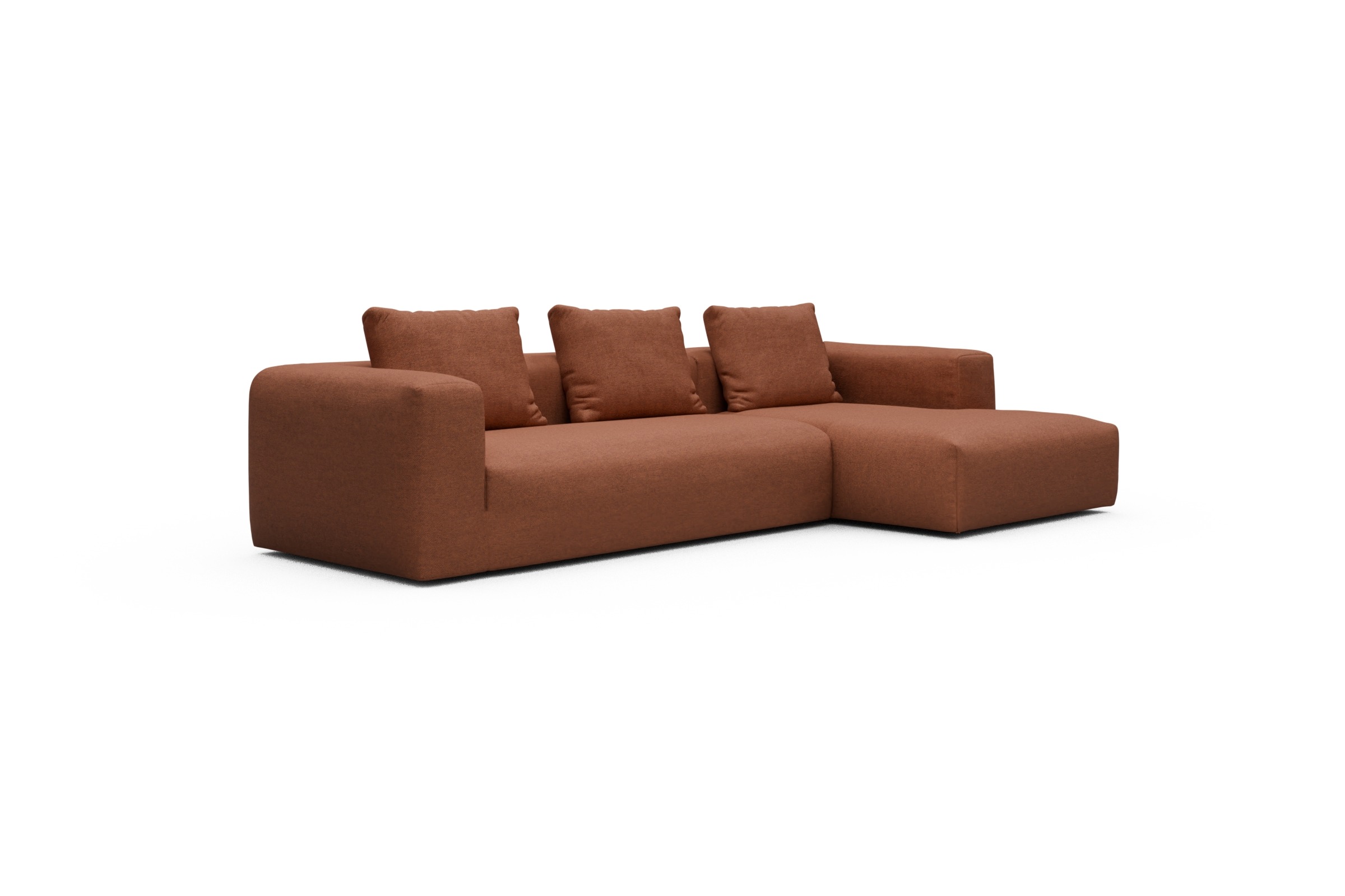 Ecksofa Fred Chaiselongue rechts mit 2,5-Sitzer Weda-Rust