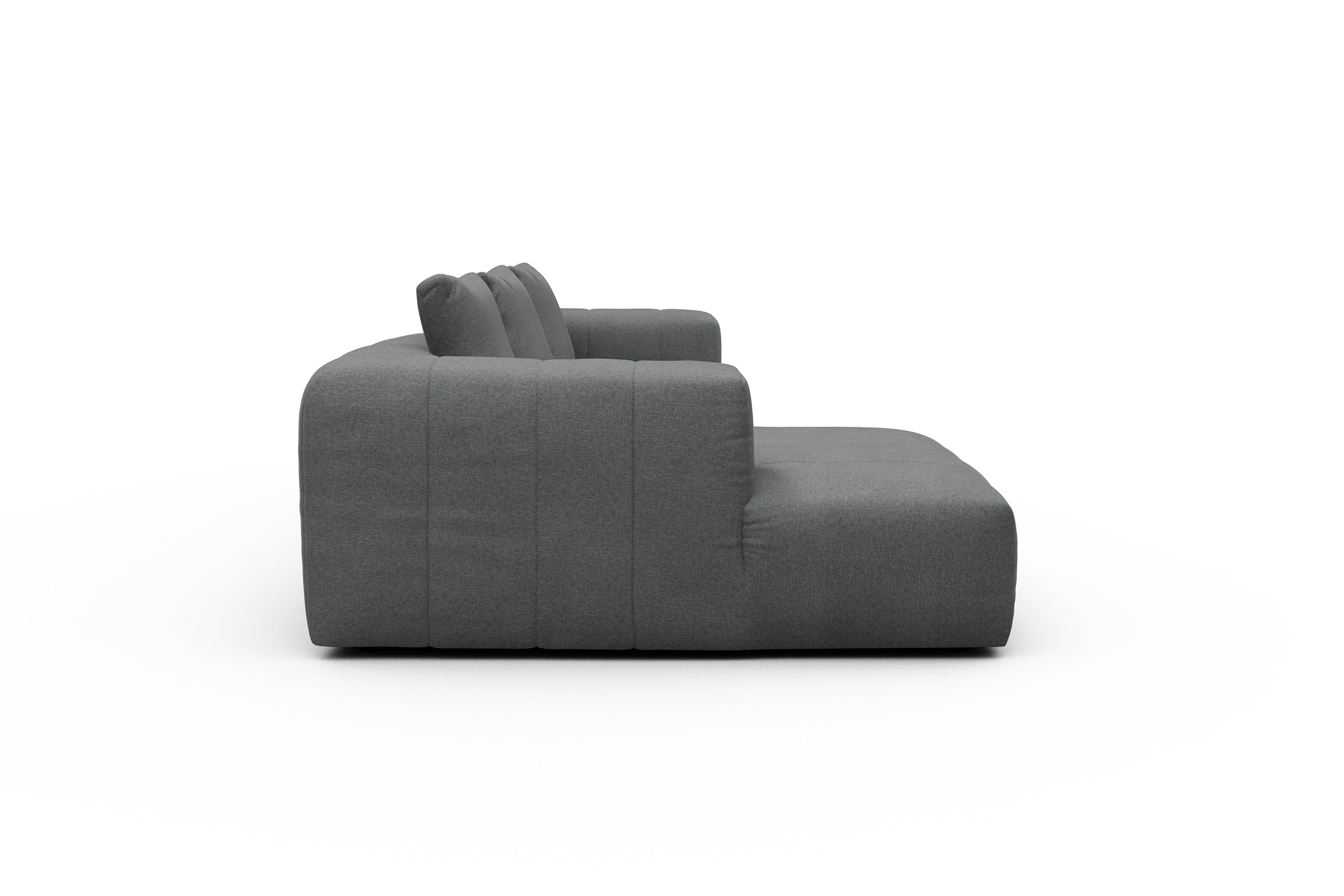 Ecksofa Hugo 2,5-Sitzer Armlehne rechts mit Chaiselongue Satya-Steel
