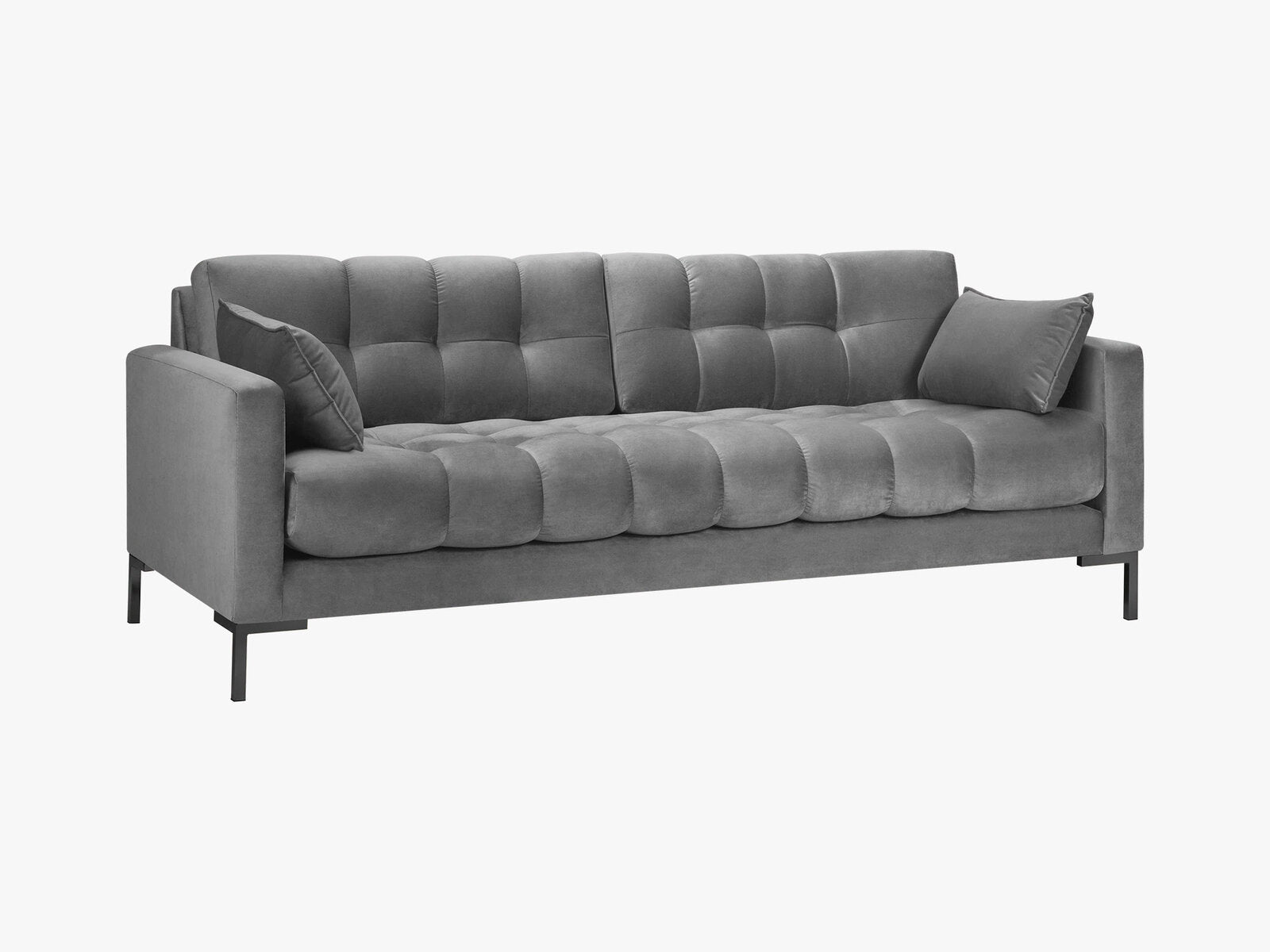 Micadoni Sofa Mamaia 3-Sitzer Samt Bluvel Hellgrau schwarze Beine