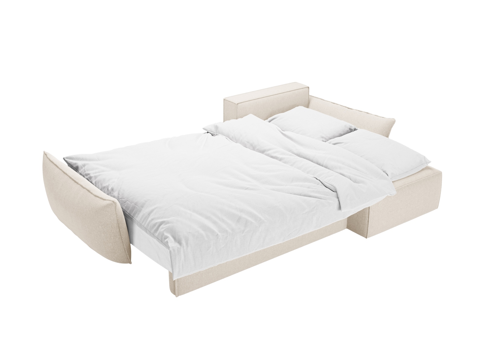 Micadoni Ecksofa Kaelle 4-Sitzer mit Schlaffunktion Rechts Chenille Helles Beige
