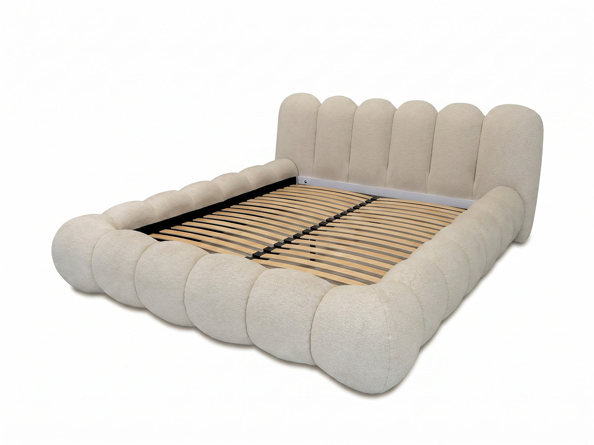 Bobochic Bobby Polsterbett Melange-Stoff Beige, Liegefläche 140 × 190 cm