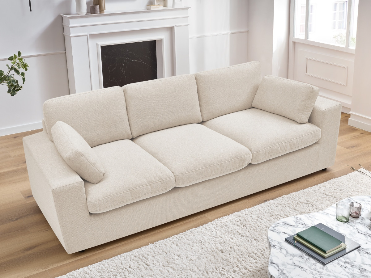 Bobochic Belair Sofa 3-Sitzer 220 × 93 cm Stoff Beige