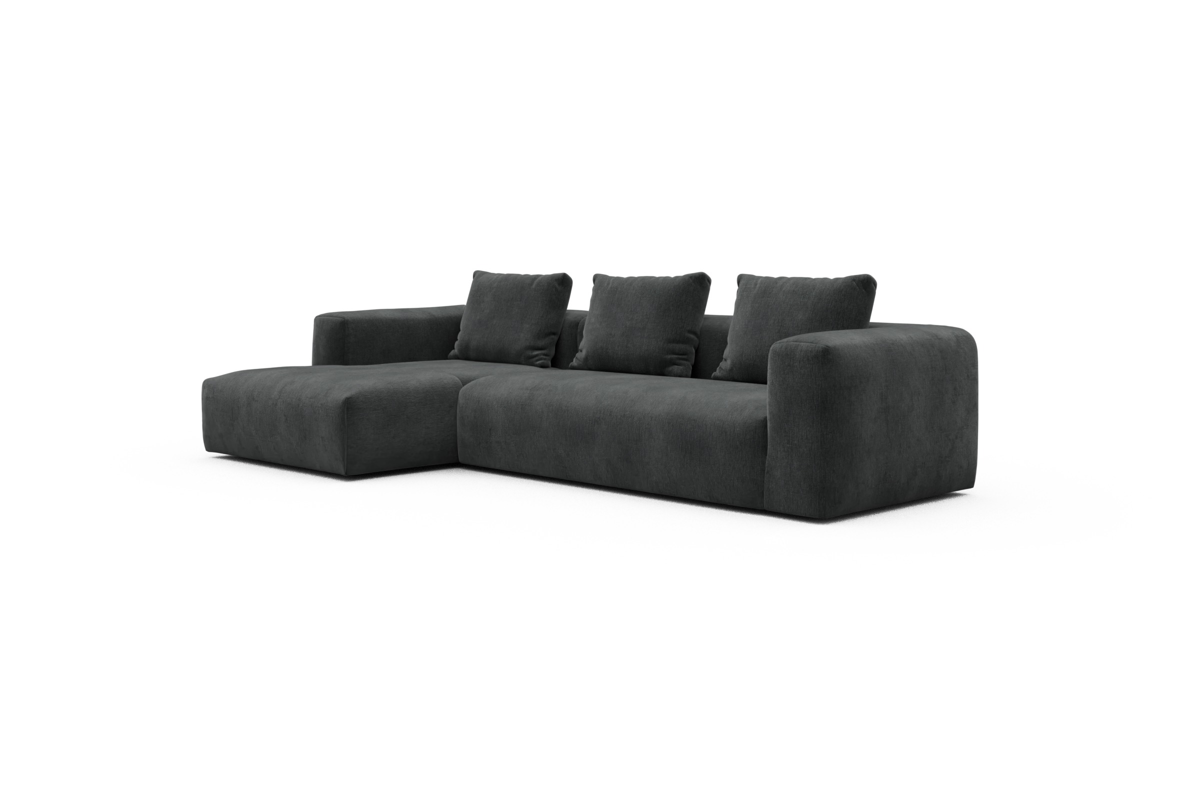 Ecksofa Fred Chaiselongue links mit 2,5-Sitzer Smooth-Deep-Warm-Grey