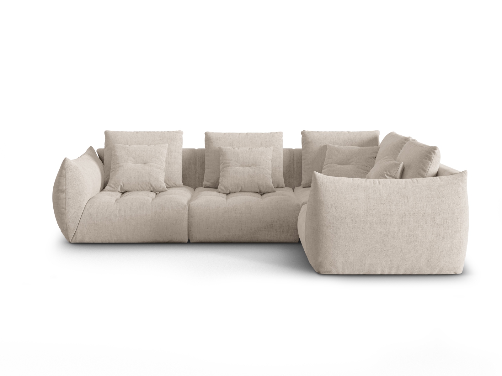 Micadoni Ecksofa Bloom 4-Sitzer Rechts Strukturierter Stoff Dunkelbeige