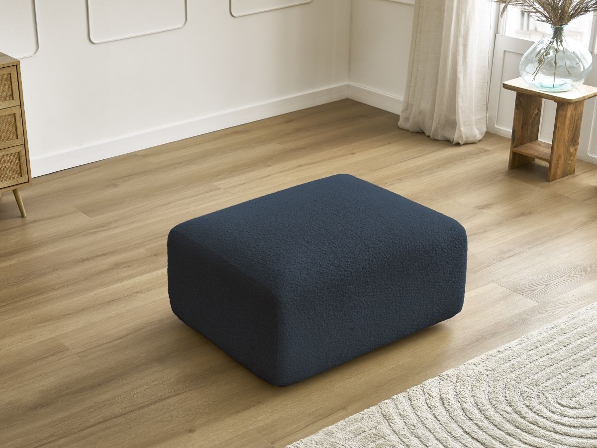 Bobochic Tina Pouf Bouclé-Stoff Dunkelblau